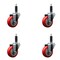Service Caster 3.5'' Red Poly Wheel Swivel 1'' Expanding Stem Caster Set, 4PK SCC-EX20S3514-PPUB-RED-1-4 - alternate 1